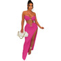 Women Clothes Casual Fashion Sexy Strapless Wrap Breast Irregular Skirt Two Piece Set Beachwear