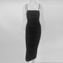 Women Clothes Summer Fashion Sexy Ruched Strap Bodycon Long Dress
