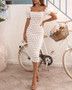 Ladies Elegant Fashion Lace Short Sleeve Maxi Dress