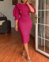 Plus Size African Women Ruffles Short Sleeve Bodycon Dress