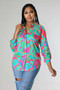 Women's Nightclub Fashion Fashion Sexy Print Pocket Long Sleeve Shirt