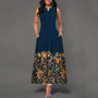 Sleeveless Long Dress Women Positioning Print Swing Skirt Bohemian Vintage Long Skirt