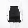 Spring and Autumn Patchwork Lace-Up Wrinkled Lace Side High Waist Skirt Women