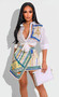 Women Summer Chic Print Shirt + Fashion Dress Two Piece Set