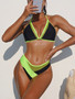 Women Sexy Backless Colorblock Swimwear