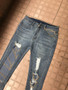 Women Chain Charm Stretch Ripped Denim Pant