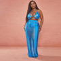 Plus Size Women Cutout Fringe Beachwear Two-Piece Set