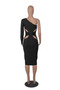 Women Slash Shoulder Sexy One Shoulder Long Sleeve Bodycon Dress