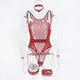 Sexy Women'S See-Through Net Pajamas Ribbon Collar Sexy Uniform Bodysuit Three-Piece Teddy Lingerie