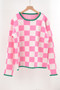 Autumn Knitting Print Short Cotton Red Street Pullover Plaid Plus Size Sweater Women