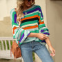 Fall Women'S Striped Pullover Round Neck Loose Knitting Plus Size Sweater Knitting Shirt