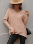 Winter Solid Color Sweater Women's Knitting Shirt Fashion Women's Long Sleeve V Neck Top Sweater