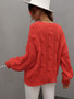 Autumn Winter Sweater Solid Color Loose Plus Size Round Neck Knitting Sweater Women