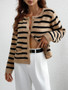 Autumn and winter striped fashion loose women's knitting shirt women's single-breasted cardigan sweater women