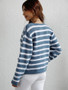 Autumn and winter striped fashion loose women's knitting shirt women's single-breasted cardigan sweater women