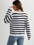 Autumn and winter striped fashion loose women's knitting shirt women's single-breasted cardigan sweater women