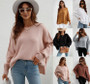 Fall/Winter Fashion Long Sleeve Round Neck Knitting Loose Split Pullover Sweater Women