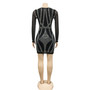 Fashion Nightclub Beaded Mesh See-Through Long Sleeve Bodycon Midi Dress