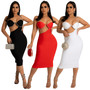 Women clothes Fashion Sexy Strap Sleeveless Diamond Cutout Bodycon Dress