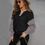 Fall Winter Plus Size Button Women's Pullover Sweater Patchwork Knitting Shirt