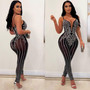 Women Summer Sexy Suspender Beaded Sleeveless Jumpsuit