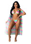 Women's Clothing Fashion Sexy Print Cape + Bikini Two Pieces Swimsuit Three-Piece