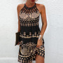 Women'S Cutout Print Sleeveless Casual Dress