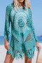 Spring Summer Long Sleeve Bikini Knitting Beach Blouse Hand Crochet Hollow Knitting Skirt