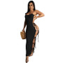 Women's Summer Sexy Straps Lace-Up Slit Solid Color Long Dress