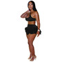 Women's Nightclub Sexy Feather Irregular Two Piece Shorts Set