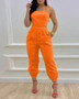 women's fashion suspender print jumpsuit