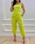 women's fashion suspender print jumpsuit