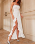 Women Strapless Ruffle Maxi Dress