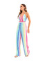 Women Stripe Jumpsuit Sequin Deep V Jumpsuit Casual Pants