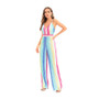 Women Stripe Jumpsuit Sequin Deep V Jumpsuit Casual Pants