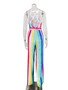 Women Stripe Jumpsuit Sequin Deep V Jumpsuit Casual Pants