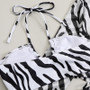 Sexy striped printed shirt collar mesh Three-Piece swimsuit bikini