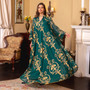 Arabian dubai embroidery mesh dress muslim party dinner fashion evening dress