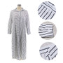 Spring Long Sleeve Striped Printed Loose Casual Maxi Dress