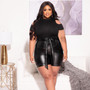 Plus Size Women pu Leather Shorts