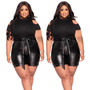 Plus Size Women pu Leather Shorts