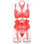 Women Lace Halter Neck Sexy Lingerie Three-Piece Set