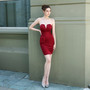 Women Elegant Strapless Formal Party Mini Evening Dress