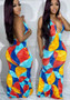 Women's Fashion Digital Print Halter Neck Maxi Dress