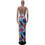 Women's Fashion Digital Print Halter Neck Maxi Dress