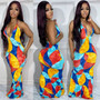 Women's Fashion Digital Print Halter Neck Maxi Dress