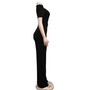 Women's Fashion Solid Color Chain Short Sleeve Belt Jumpsuit