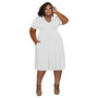 Casual Fashion Turndown Collar Short Sleeve Solid Plus Size Women's Midi Dress