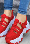 Women Round Toe Platform Low Top Buckle Flat Sneakers