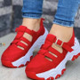 Women Round Toe Platform Low Top Buckle Flat Sneakers